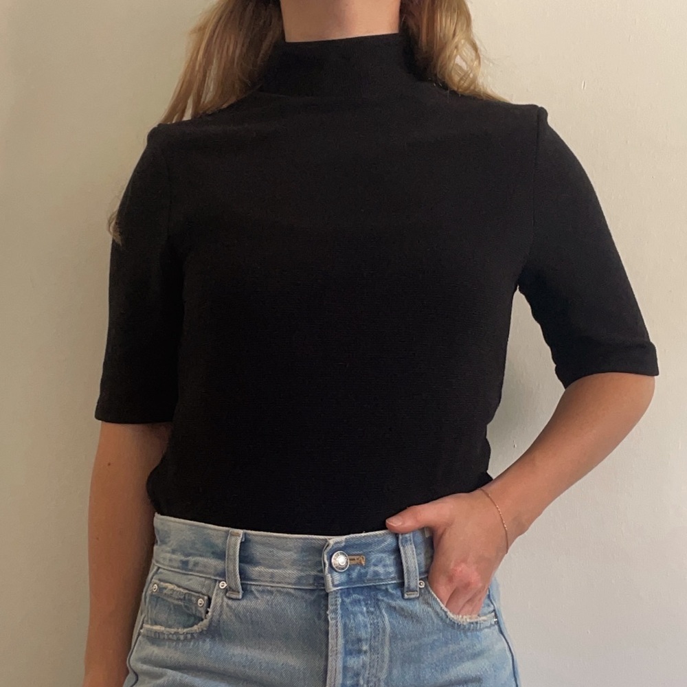 Zara Ribbed Mock-neck Top